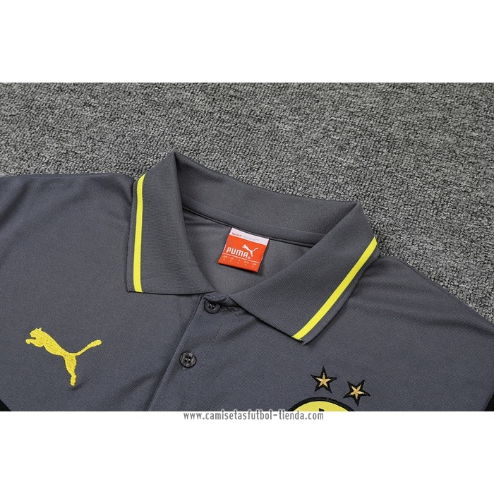 Camiseta Polo del Borussia Dortmund 2022 2023 Gris y Negro